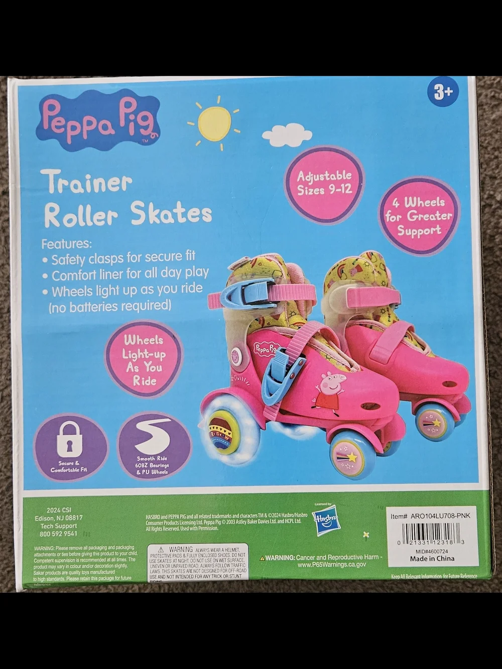 Peppa Pig Pink Blue Trainer Roller Skates